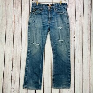 Ariat Jeans Mens 35x32 M4 Blue Rebar Low Rise Distressed Work